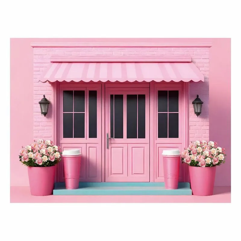 Fundo Fotográfico Cenário Loja Rosa Dia Das Mães Em Tecido