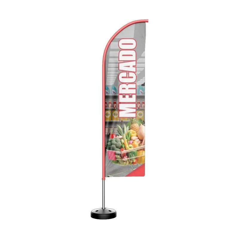 Wind Banner Kit Completo Mercado Dupla Face