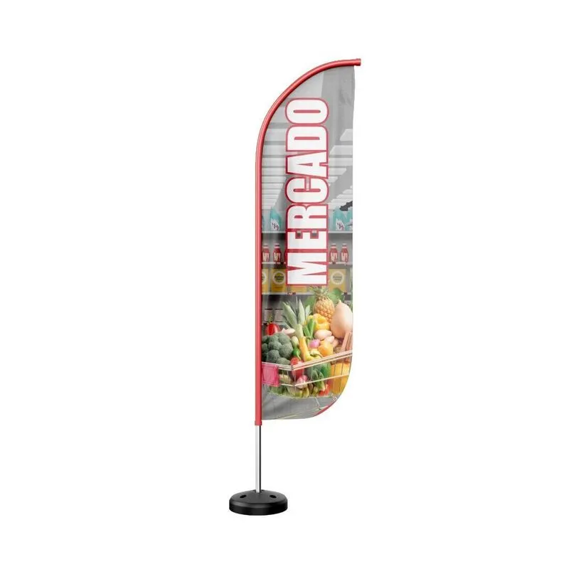Wind Banner Kit Completo Mercado Dupla Face