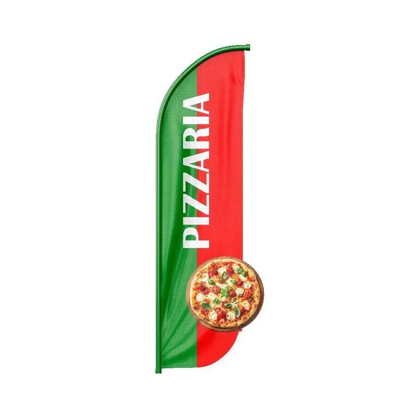 Wind Banner 3d Pizzaria Dupla Face Somente Tecido 170x70cm