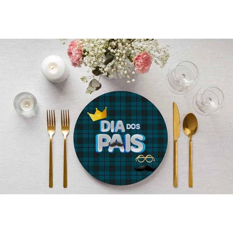 Jogo 12 Capas Sousplat Dia Dos Pais 35cm X 35cm+12 Bases Mdf