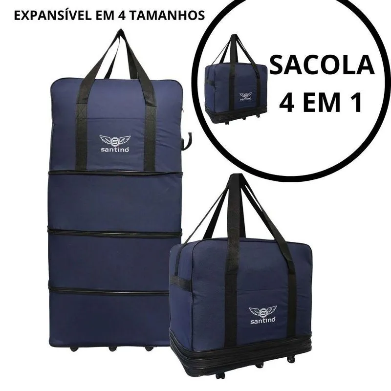Sacola De Viagem Bolsa Saco Grande 4 Em 1 C/6 Rodas Santino