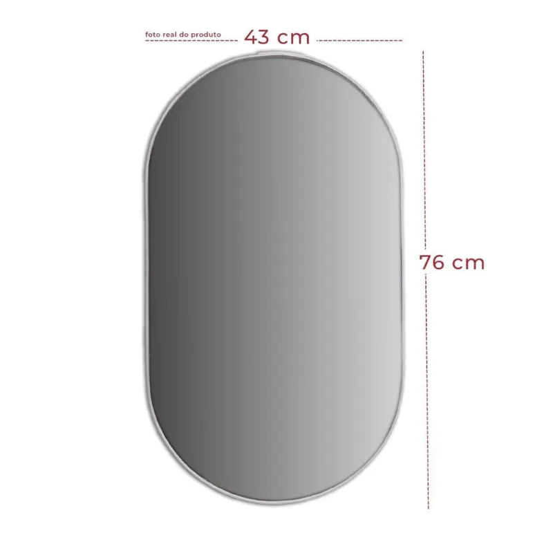 Espelho Decorativo Oval Corpo Inteiro Luxo Com Moldura Couro