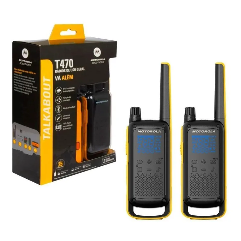 Rádio Motorola T470 - Resistente, 56km Alcance, Lanterna