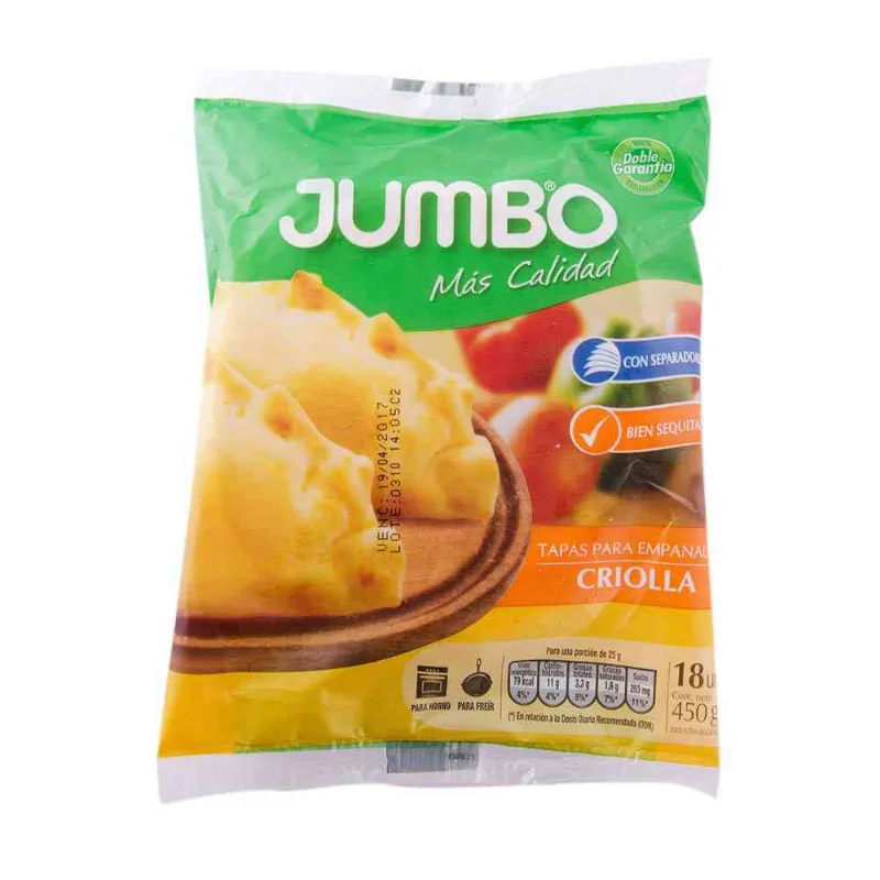Tapas Para Empanadas Jumbo Criolla 450 Gr