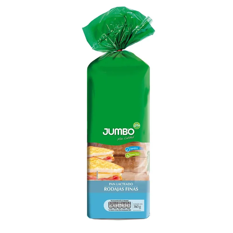 Pan Lacteado Jumbo Rodajas Finas 360 Gr-bsa-gr. 360