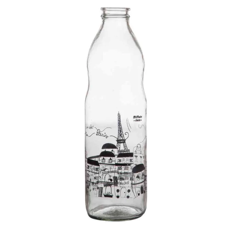 Botella Vidrio Para Agua Decorada 1 Lt Botella De Vidrio Para Agua 1 L