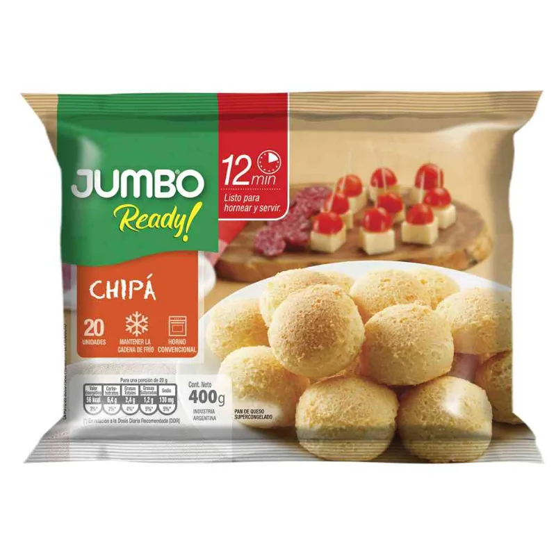 Chipá Congelado Jumbo De Queso 400 Gr