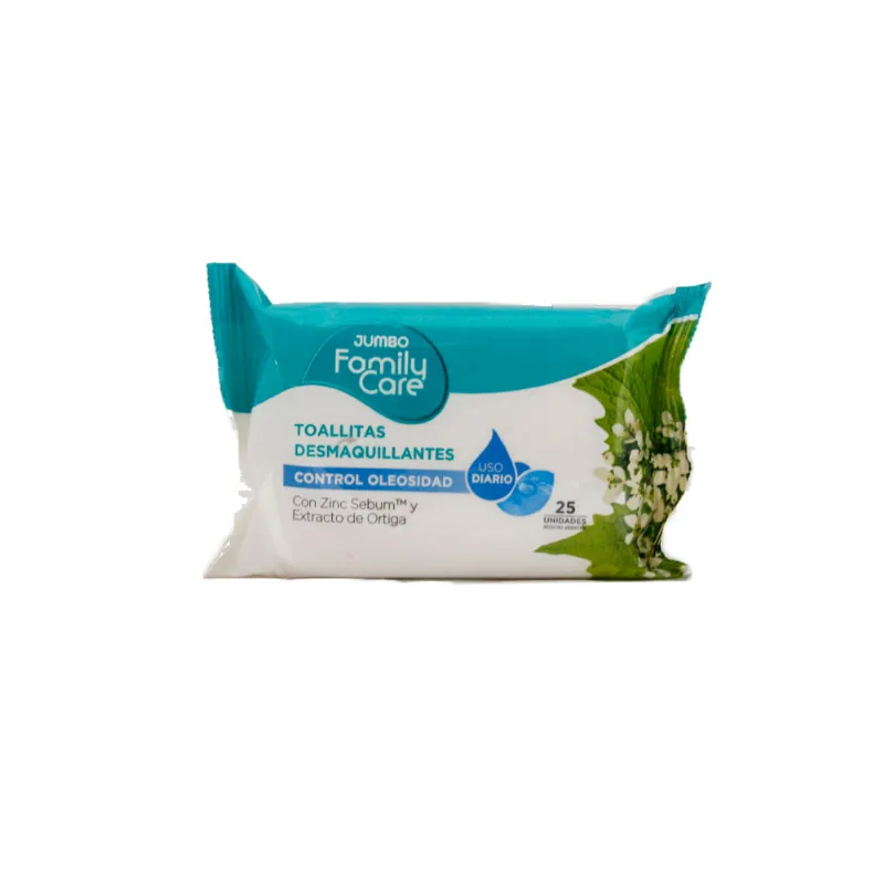 Toallitas Desmaquillantes Jumbo Family Care Piel Grasa 25 U