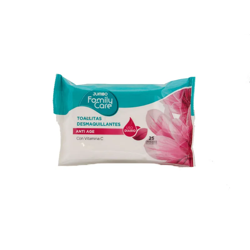 Toallitas Desmaquillantes Jumbo Family Care Antiage 25 U
