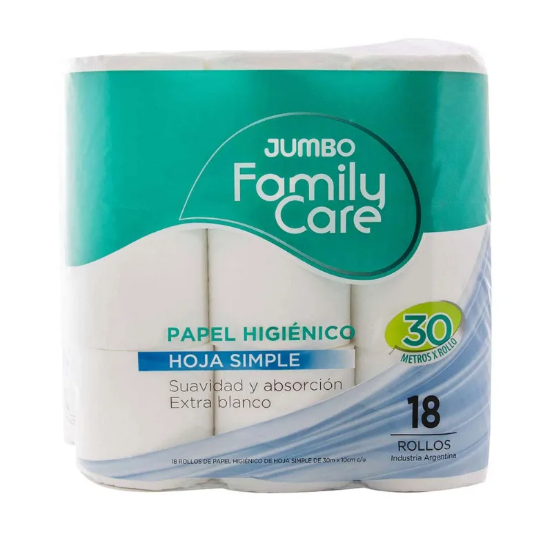 Papel Higiénico Jumbo Family Care Hoja Simple