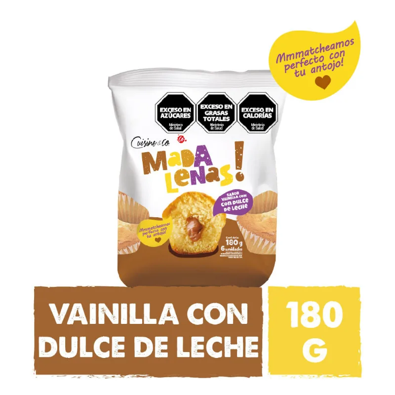 Magdalenas Sabor Vainilla de dulce de leche 180 Grs x 6 Un Cuisine & Co Madalenas Vainilla Con Dulce De Leche 180 Grs Cuisine & Co