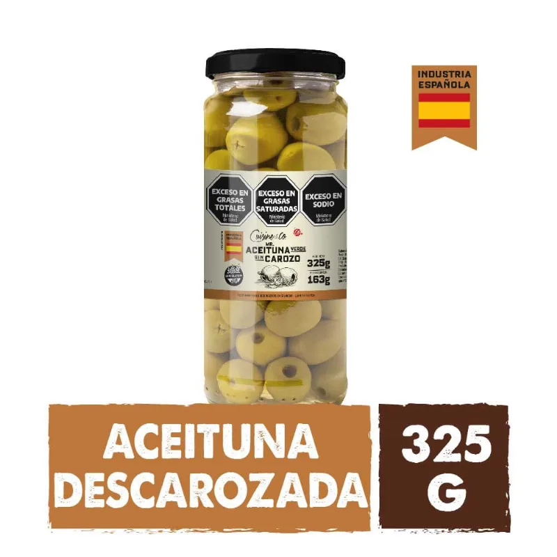 Aceitunas Verdes Descarozadas en Salmuera 325 Grs Cuisine y Co Premium