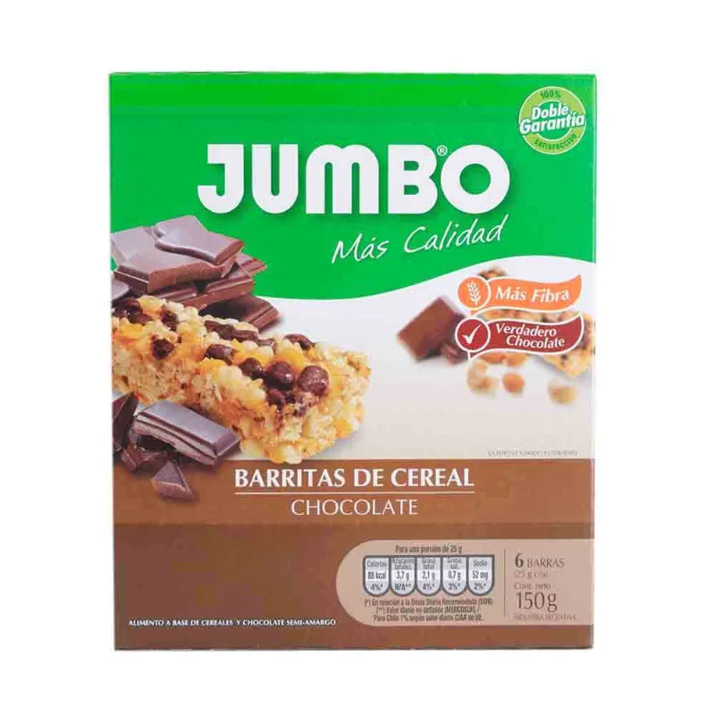 Barra De Cereal Jumbo Con Chocolate 150 Gr