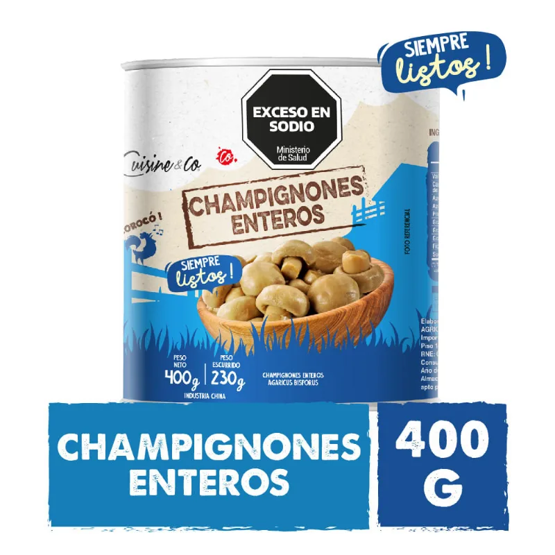 Champiñones Enteros 400 Grs Cuisine y Co Premium