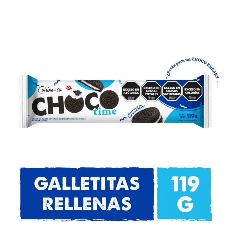 Galletitas Sabor Cacao y Vainilla 119 Grs Cuisine & Co Galletitas Rellenas Chocotime 119g Cuisine & Co