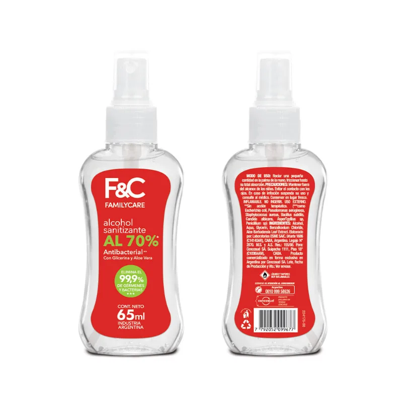 Alcohol Sanitizante Al 70x 65 Ml Family Care
