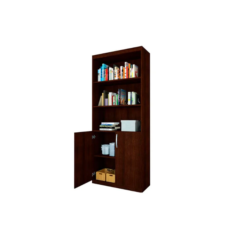 Biblioteca C/ Estantes Y Puertas Melamina Wengue (chocolate)