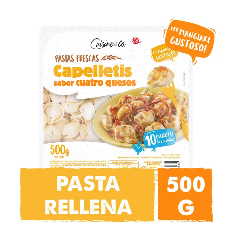 Capellettis de Sabor Cuatro Quesos 500 Grs Cuisine & Co Capellettis 4 Quesos 500 Grs Cuisine & Co