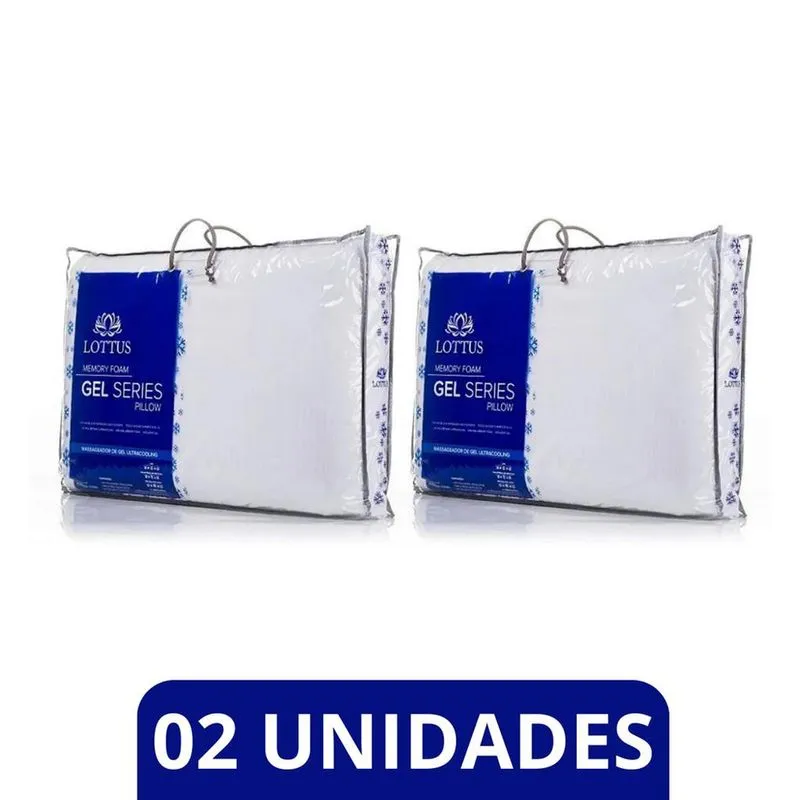 Kit 2 Travesseiro Lottus Gel Series Tradicional - 14x40x60