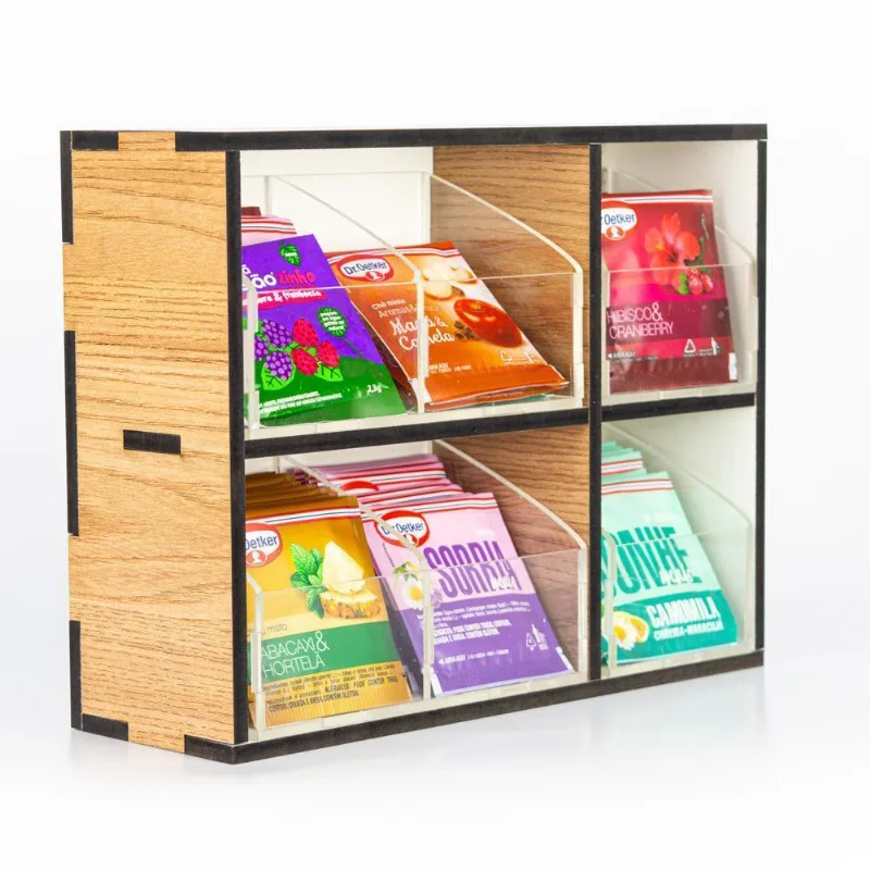 Porta-chá Organizador Ajustável Mdf 27cm X 8,5cm X 20cm