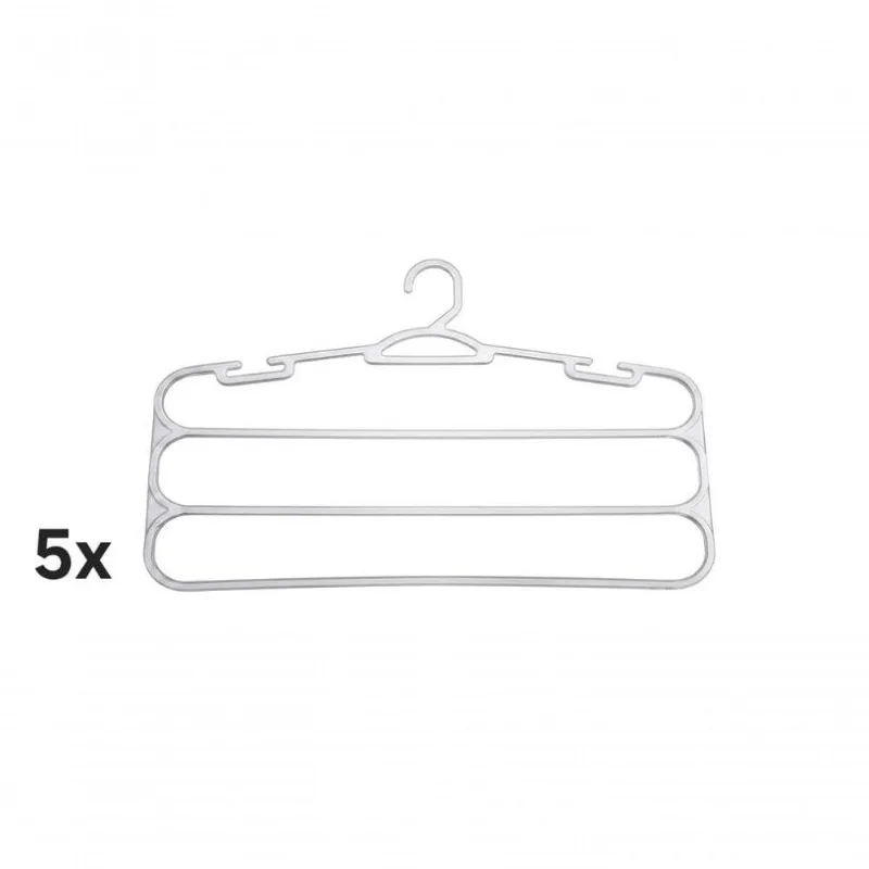Kit 5 Cabides para Calças 3 Divisórias Reforçado Gancho Giratório Cristal