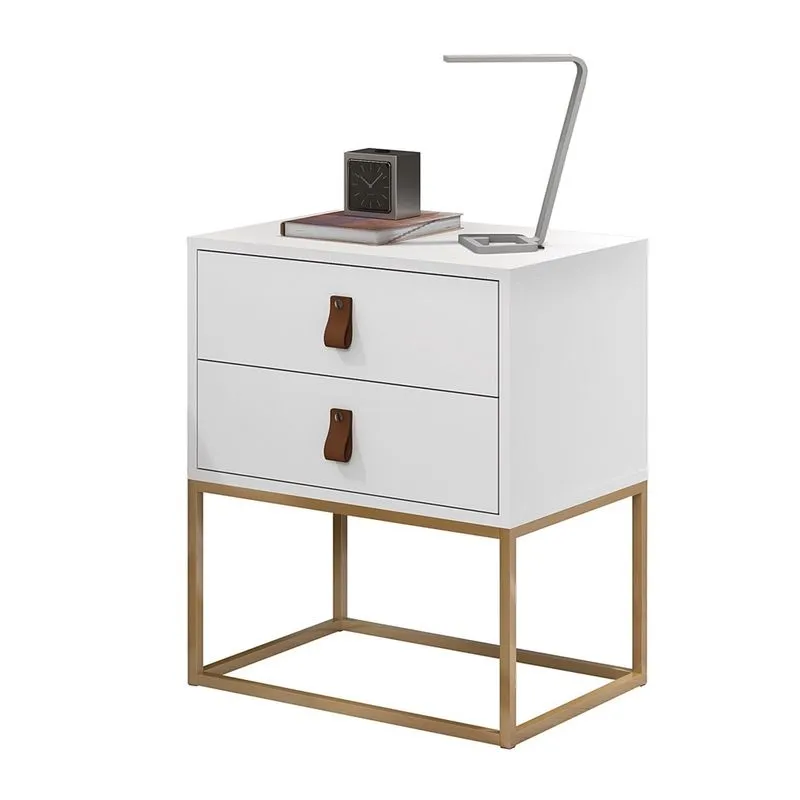 Mesa de Cabeceira Estilo Industrial Unic Europeu Premium Pés de Ferro Dourado