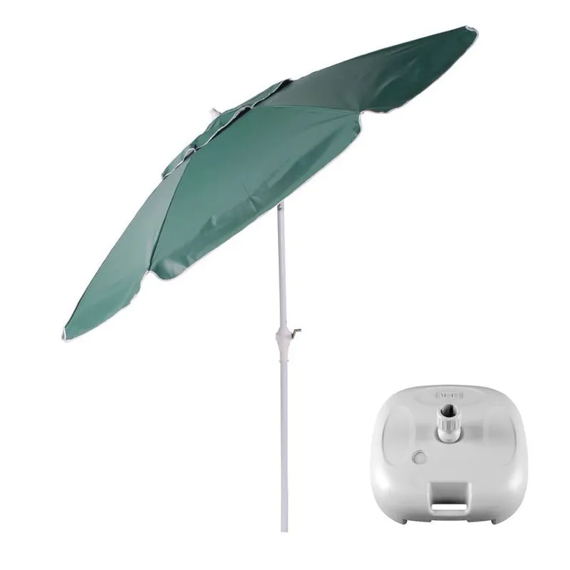 Kit Ombrelone Maresias 2,5m Bagum Alumínio Articulado Manivela Com Base Plástica Verde - Belfix