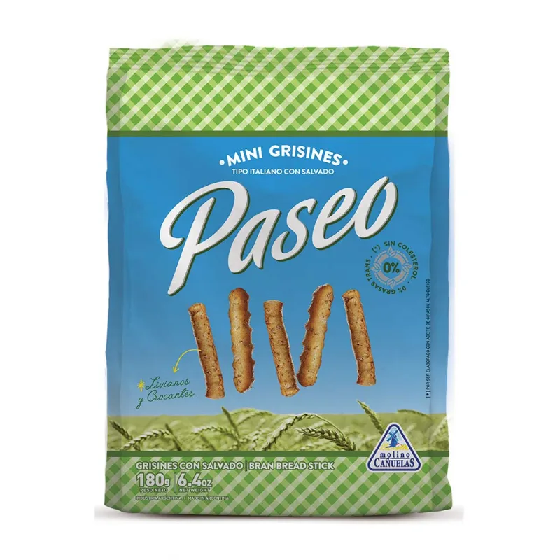 Grisines Salvado Paseo X 180 Gramos. Grisines Salvado Paseo 180 Gr