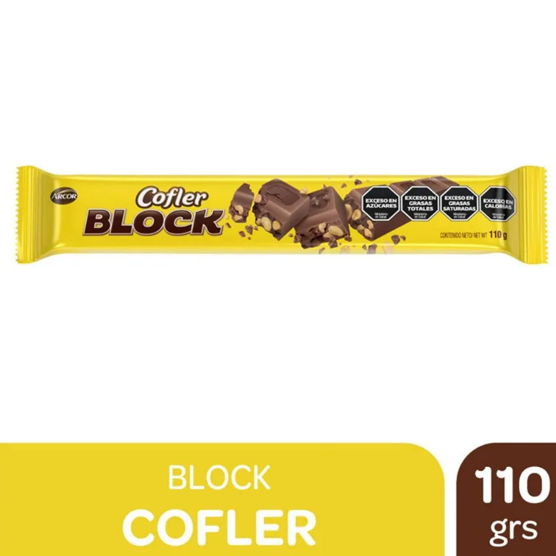 Barra chocolate con leche maní Cofler block 110 g.
