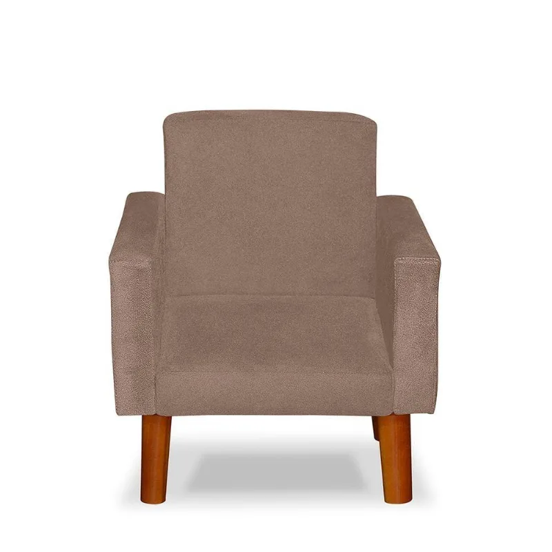 Mini Poltrona Cadeira Infantil Nina De Criança Suede Capuccino Pés Palito