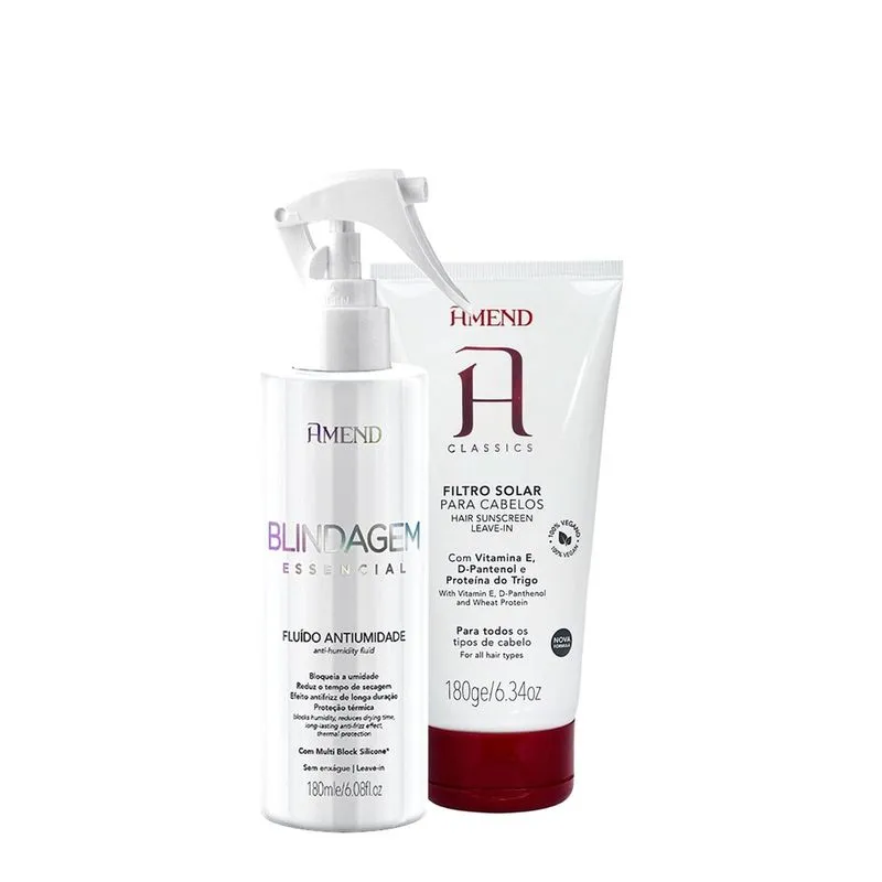 Kit Amend Blindagem Essencial Fluído Antiumidade e Filtro Solar Cabelos Tingidos (2 produtos)
