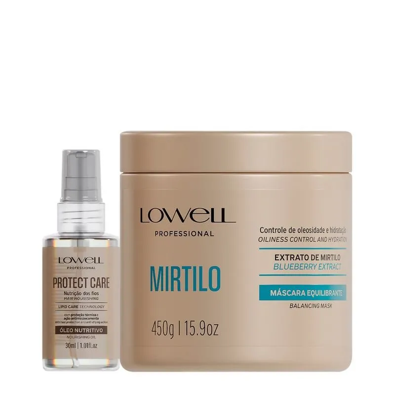 Kit Tratamento Capilar Extrato de Mirtilo Nutritiva Máscara 450g e Óleo Nutritivo 30ml Multicolorido Lowell Kit Tratamento Capilar Extrato de Mirtilo Nutritiva Máscara 450g e Óleo 30ml Lowell