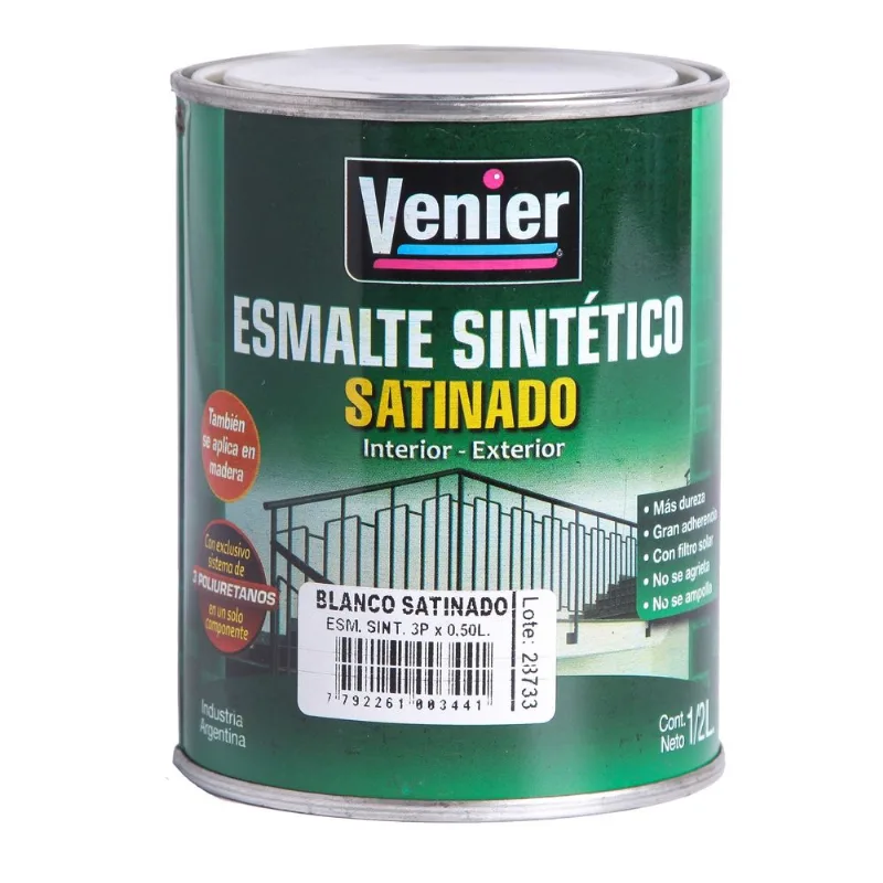 Esmalte sintético Venier 3p blanco satinado 0.5 l.