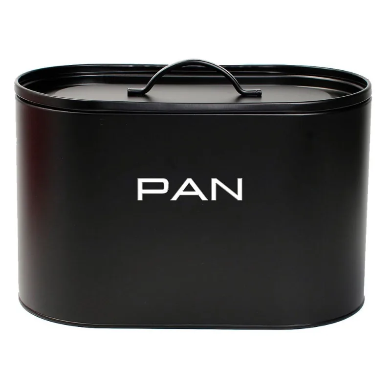 Lata para Pan color Negro con Letras Plateadas. Carol