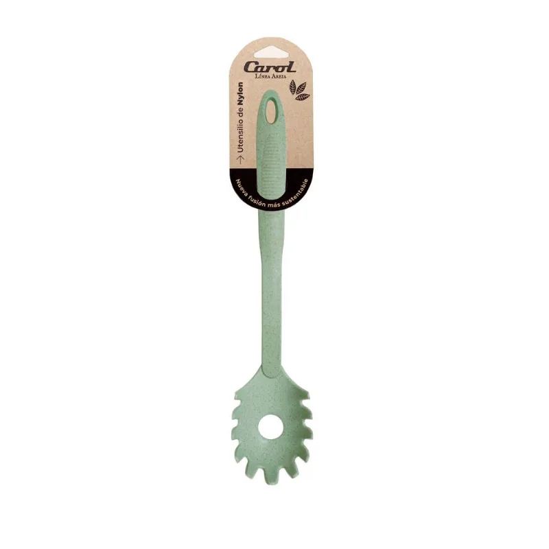 Cuchara para pastas de nylon Carol verde línea areia