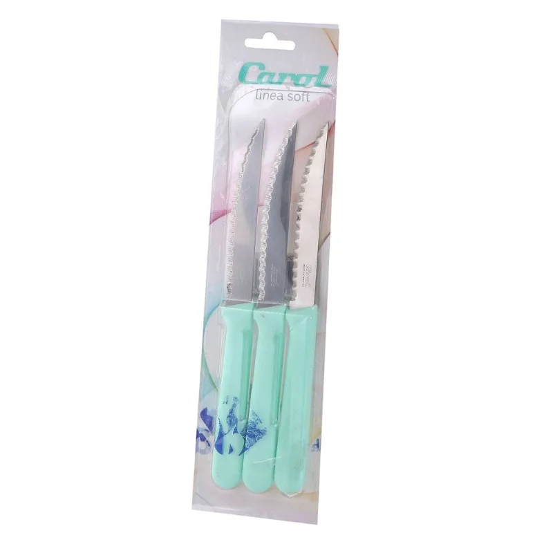 Set Carol x 3 cuchillos aqua pastel