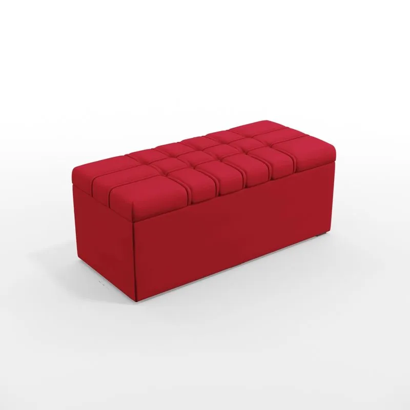 Calçadeira Alpha Estofada 90 Para Cama Box de Solteiro Z-001 Sued Vermelho Aradecor