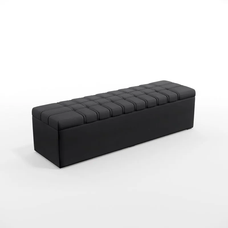 Calçadeira Alpha Estofada 195 Para Cama Box King N-022 Veludo Chumbo Aradecor