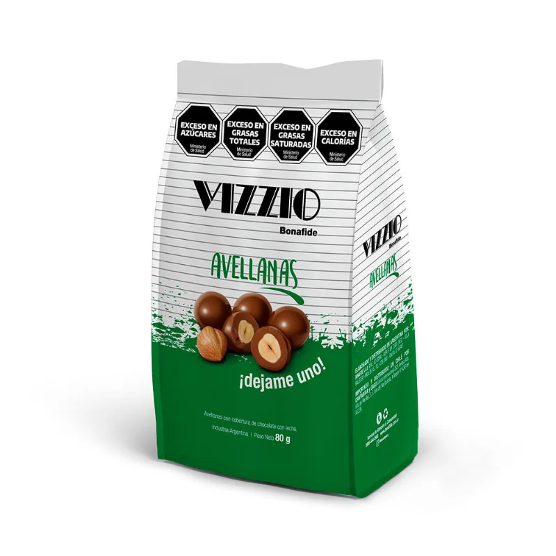 Avellanas con Chocolate 80 Grs Vizzio
