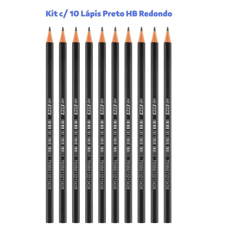 Lápis Preto Redondo hb Resina Plástica 10 Unidades brw