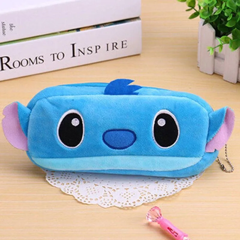 Estojo Escolar Fofo Stitch Pelúcia Porta Lápis Canetas