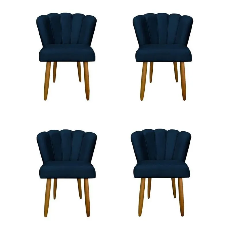 Kit 4 Cadeiras De Jantar Moderna Flor Balaqui Decor Azul Marinho