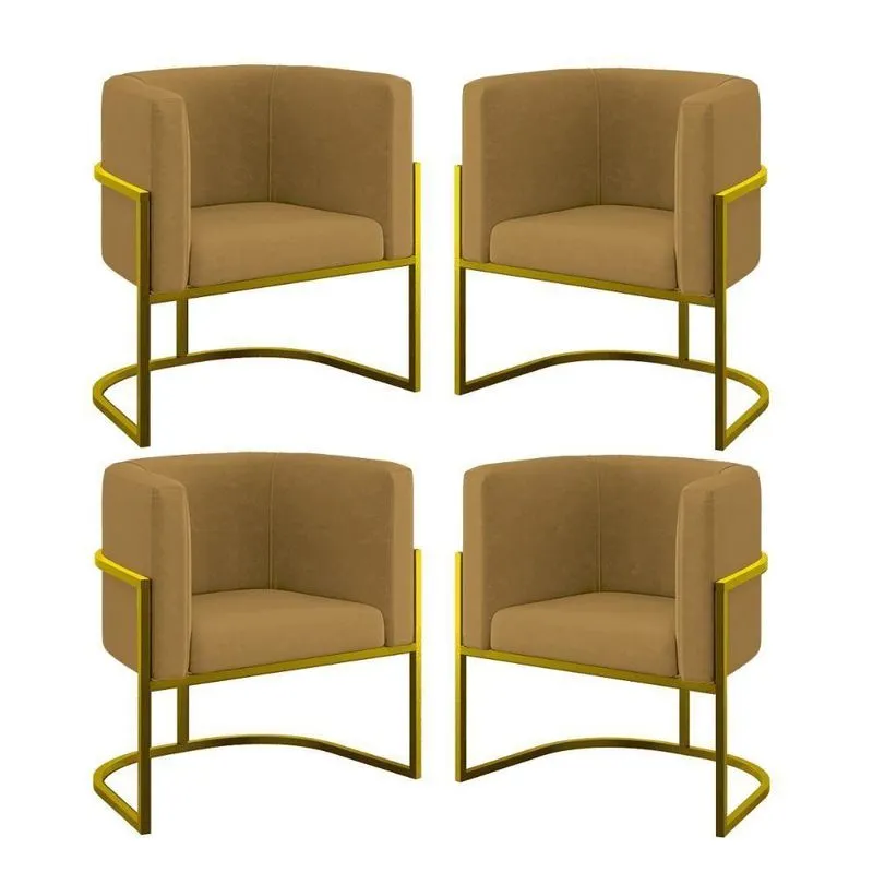 Kit 04 Cadeiras Poltrona Lua Gold Balaqui Capuccino