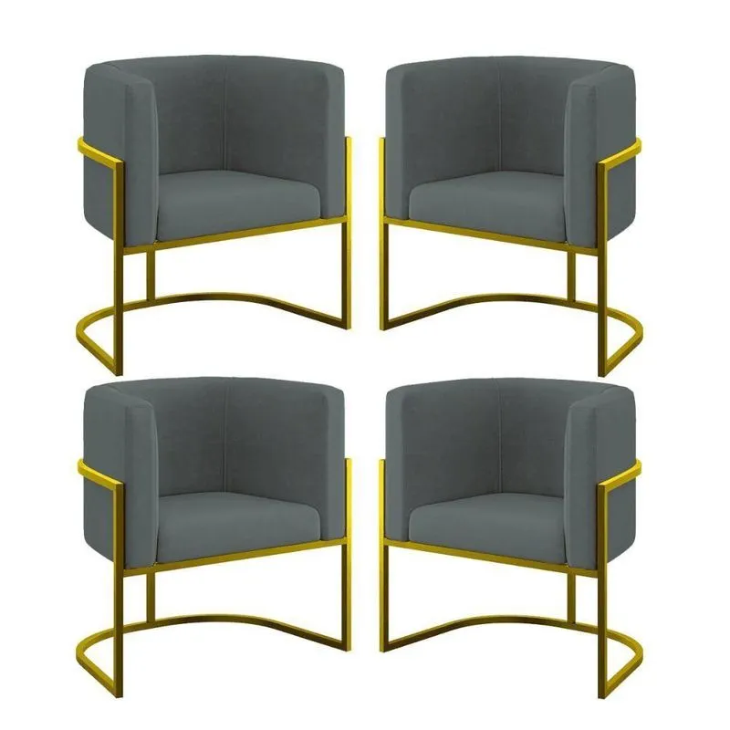 Kit 04 Cadeiras Poltrona Lua Gold Balaqui Cinza