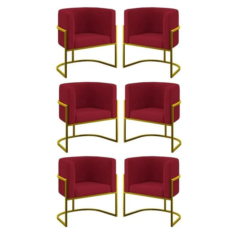 Kit 06 Cadeiras Poltrona Lua Gold Balaqui Marsala
