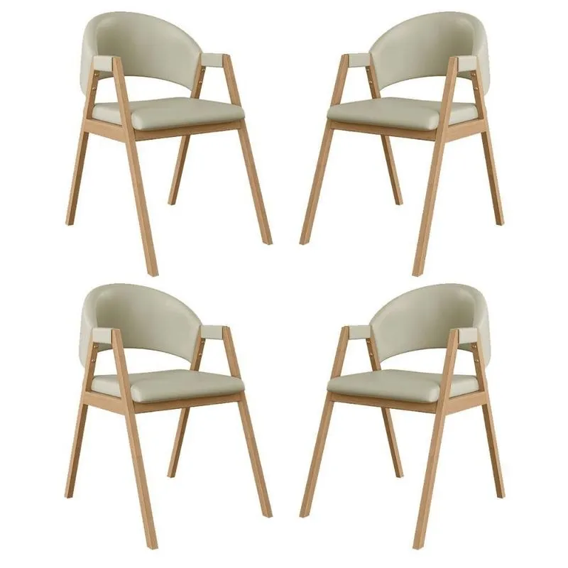 Kit 04 Cadeiras Suellen Decorativa Para Mesa Jantar Courino Bege