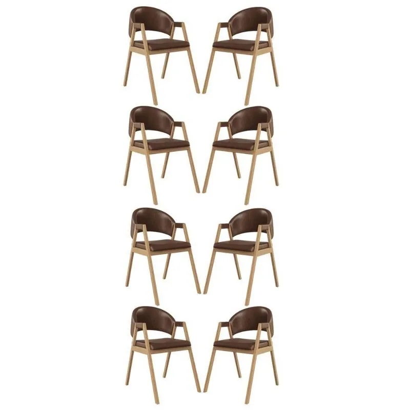 Kit 08 Cadeiras Suellen Decorativa Para Mesa Jantar Courino Marrom Escuro