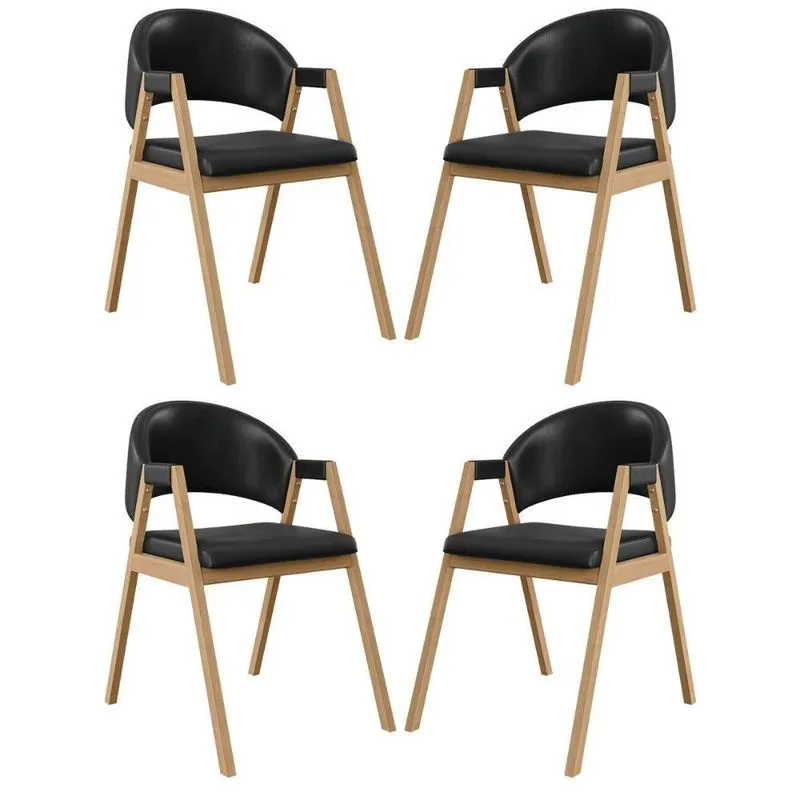 Kit 4 Cadeiras Mesa Jantar Suellen Versátil Reforçada Corino Preto