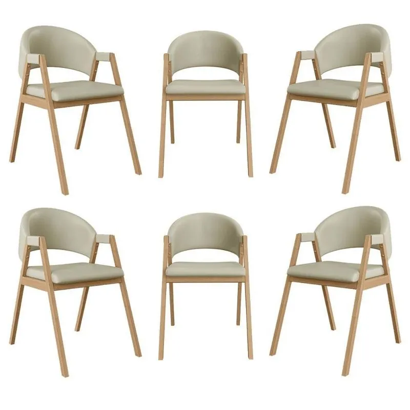 Kit 6 Cadeiras Mesa Jantar Suellen Versátil Reforçada Corino Bege